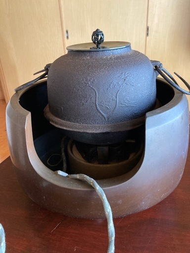 茶道具　鉄製電気釜一式