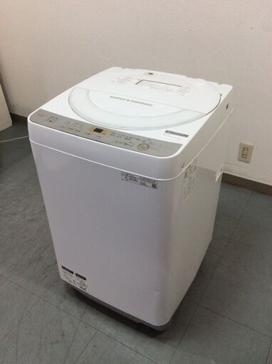 JT9375【SHARP/シャープ 6.0㎏洗濯機】美品 2019年製 ES-GE6C 家電 洗濯 簡易乾燥付