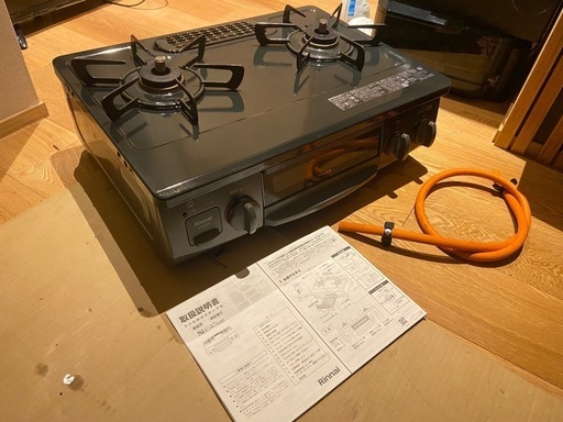 中古美品 リンナイ 2022年製 LPガス プロパンガス用 ガスコンロ お知らせブザー 左強火 KG35NBKL Rinnai ガステーブル RT35NJH 最終値下げ‼️