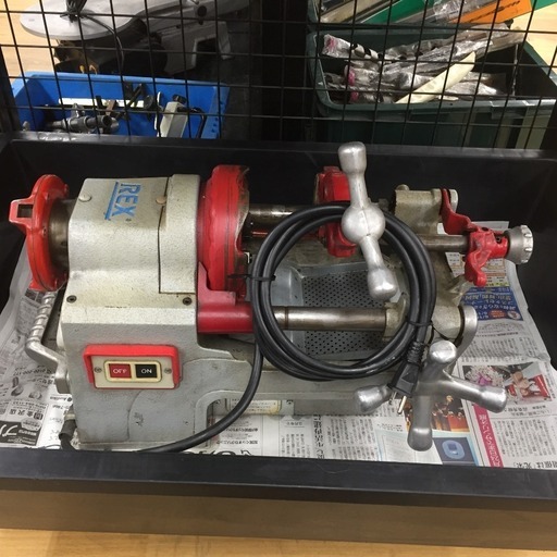 REX レッキス工業 100V ねじ切り機 パイプマシン ダイヘッドなし プラ舟付 推定S40AIII S40A3 中古 店頭引き取り限定・石川県野々市市