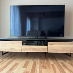 テレビボード　テレビ台　北欧　木製　美品180センチ-Rare Earth Blend ケーブル加工済み