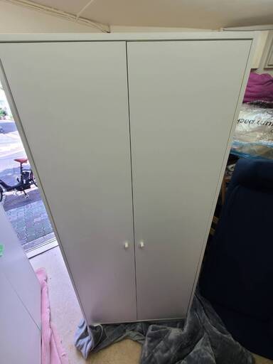 ★【組立完成品】IKEA/イケア KLEPPSTAD/クレップスタード：ワードローブ 扉2枚付 ホワイト
