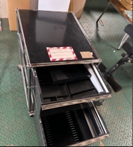 鍵付き USMハラー ロールボーイ 2段 デスクワゴン ブラック UMS