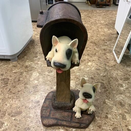 郵便ポスト 置物 ガーデニング ブルテリア 犬 POST 自立式 ポスト 置き 
