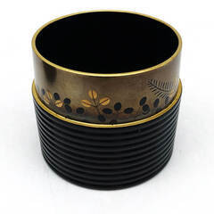 su0094　田中宗凌作 茶入 萩に虫 盛筋 中次 漆器 黒 蒔絵 貝入縁金 共箱入り 茶道具 金彩 螺鈿 茶筒 棗 茶道 茶入れ 木製 工芸品 茶入 中古