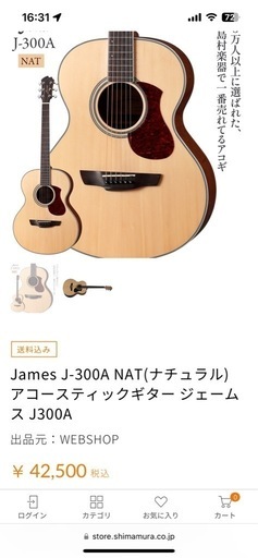 james(J300Anat)※美品※激安※アコースティックギター