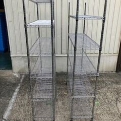 中古品 スチールラック 2台セット シェルフ ラック便利な35cm幅 倉庫 