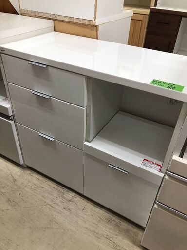 ニトリ レンジ台 キッチンボード エトナ90 幅90cm 食器棚 レンジボード リビング キッチン 収納 扉収納 おしゃれ ホワイト シンプル クリーニング済 堺市 石津【ジャングルジャングルサカイ石津店】