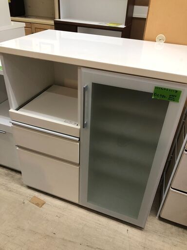 ニトリ キッチンカウンター キッチンボード 食器棚 コンパクト NITORI 幅90cm キュリー2 おしゃれ ホワイト 新生活 一人暮らし 二人暮らし クリーニング済 堺市 石津　ジャングルジャングル石津