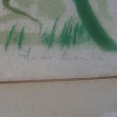 ブラジリエ 【水浴をする人々と対岸の馬】額縁　水濡れ？シミあります。