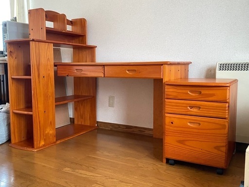 北海道内引き取り限定 木製 学習机 GMGH349○北海道民芸家具