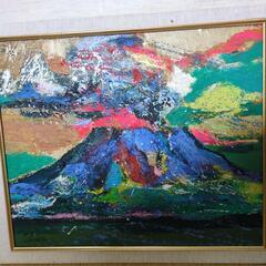 桜島の油絵　　NOMURA 作