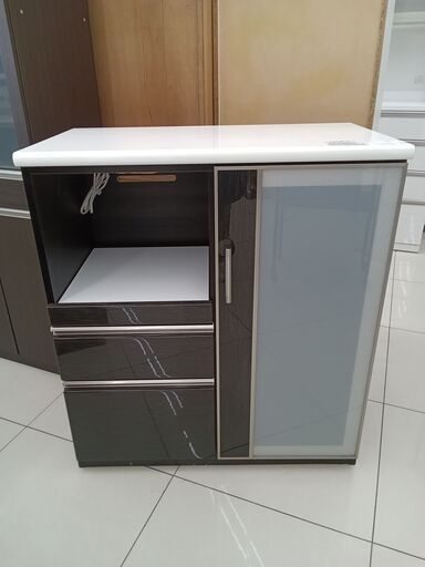 ★ジモティ割あり★ NITORI レンジ台 ブラック H101×D50×W90.5 クリーニング済み HJ4210