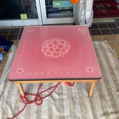昭和レトロ・花柄・こたつ　ローテーブル 木製 飾り台
