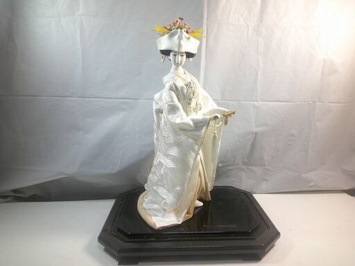 ★日本人形 花嫁 白無垢 扇子 コレクション ケース付 置物 飾り 和風 インテリア 昭和レトロ