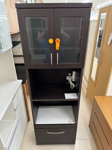 ☆ジモティ割あり☆ 食器棚 ダークブラウン H180×W120×D40 