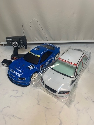 タミヤ　QDスポーツ　R34スカイライン+替えボディ　ランエボ