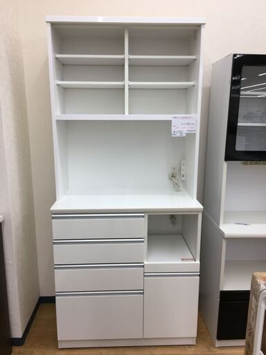 ★ジモティ割あり★  食器棚　 白、ホワイト W90×D51×H201 クリーニング済み SJ6867