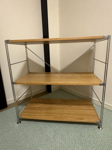 【無印良品】ステンレスユニットシェルフ・オーク材棚セット・ワイド・小 幅86×奥行41×高ｻ83cm 中古美品 ②