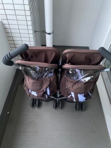 FU1774】☆CABOOSE 二人乗りベビーカー 黒 ブラック ベビー用品