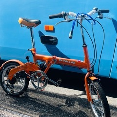 オレンジ 新古品 未使用 保管品 自転車 折りたたみ自転車 シマノ