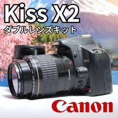 【ネット決済・配送可】Canon Kiss X2 ダブルレンズキ...