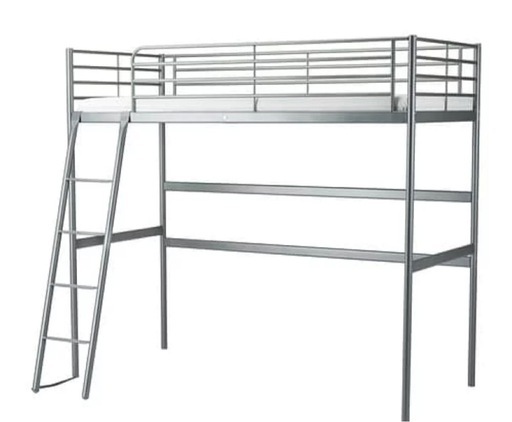 【美品】SVÄRTA スヴェルタ ロフトベッドフレーム, シルバーカラー, 90x200 cm