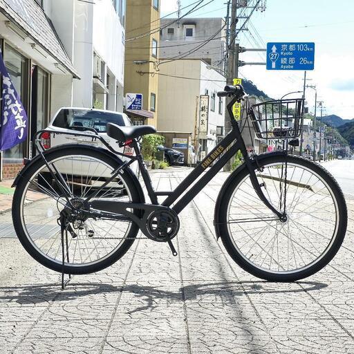【新車】丸石サイクル製 27.5インチ 太タイヤ 自転車 ママチャリ 6段変速 黒 ツヤ消し ブラック