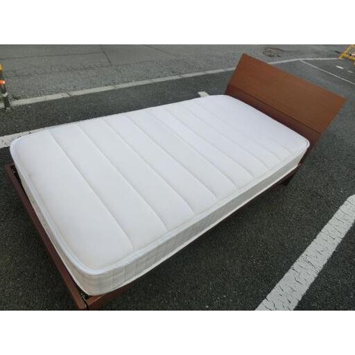 中古品 シングルベッド マットレスセット 茶 (4)