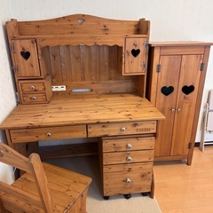 学習机&キャビネット　パイン材ハンドメイド