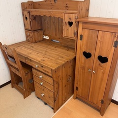学習机&キャビネット　パイン材ハンドメイド