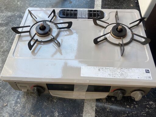 ☆中古￥12,800！Rinnai　2口ガスコンロ　家電　2021年製　RTE564BER型　都市ガス用　【BH113】