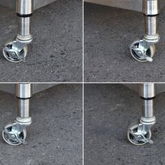 【ヤ取終了10/24】≪zyt1594ジ≫ ステンレス作業台 天板カバー付き キャスター付き ① 幅150cm 奥行75cm 蓋付/フタ/店舗/設備/ガレージ 60715-10