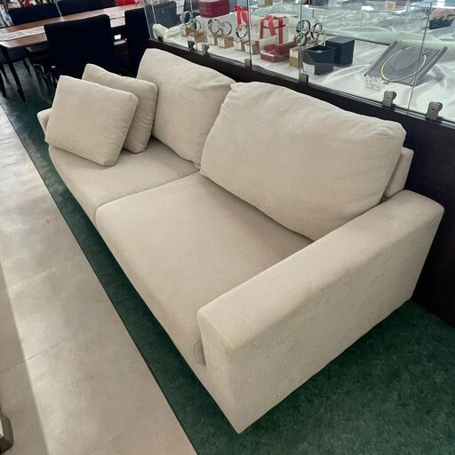 2人掛けソファー アイボリー 家具 椅子 布張り W177×H73×D75cm 札幌 東区