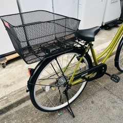 《売約済》 【武蔵小山店】 チャリ 自転車　街乗り　町乗り　コンパクト　大人　女性　子供　軽量　ライト　カゴ　付き　カーキ　グリーン　系　