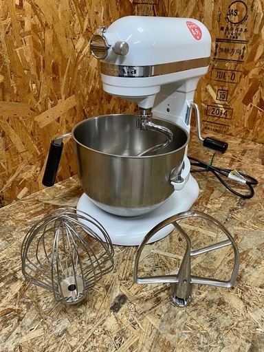 C(6627)キッチンエイド スタンドミキサー 3種アタッチメント KSM7WH 6.9L 100V 50/60Hz W270D340H415 動作品 業務用 厨房 飲食店 店舗用