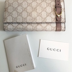 【GUCCI】 グッチ 長財布 GGスプリーム ホワイトベージュ×ピンクベージュ 中古品】グッチ Gucci 長財布 GGスプリーム ホワイトベージュxピンク