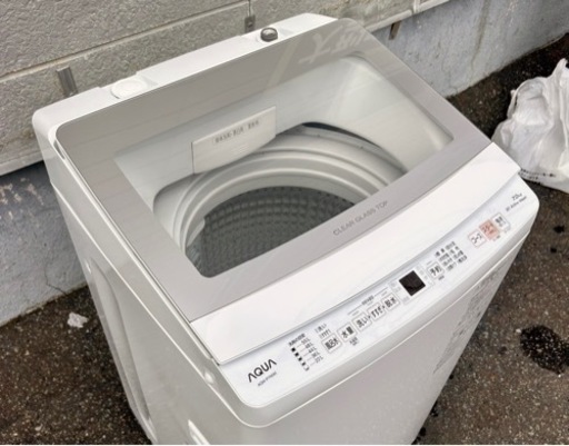 札幌市内配送可 美品 22年製 AQUA アクア 7kg 全自動洗濯機 AQW-P7N クリアガラストップ