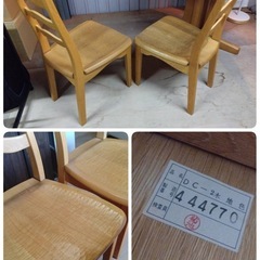 ● 高級 旭川家具 東川 MUKU工房  DT-4 丸テーブル 95φ 1本脚  天板無垢 オーク材 DC-2 チェア 2脚 ダイニング テーブル 椅子 3点セット 中古 ③