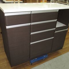 R228 NITORI キッチンカウンター、レンジボード、ブラウン、幅120cm Used