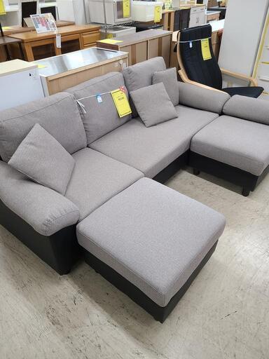 J7481　カウチソファ　グレー　クリーニング済　【リユースのサカイ柏店】