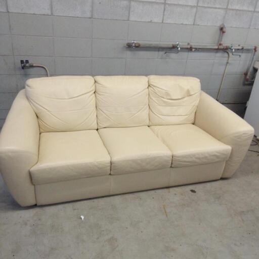 NICOLETTI HOME 3Pソファ オールレザー クリーム キズありニコレッティホーム イタリア製