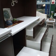 「ジモティー見た」で5％OFF！【ダイニングボード】ダイニングボード ニトリ キッチンボード レンジボード 食器棚 :ダークブラウン