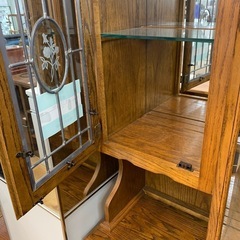 食器棚 3枚扉 引き出し付き ブラウン