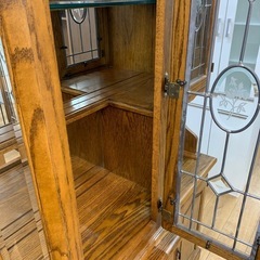 食器棚 3枚扉 引き出し付き ブラウン