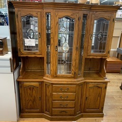 食器棚 3枚扉 引き出し付き ブラウン