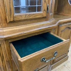 食器棚 3枚扉 引き出し付き ブラウン