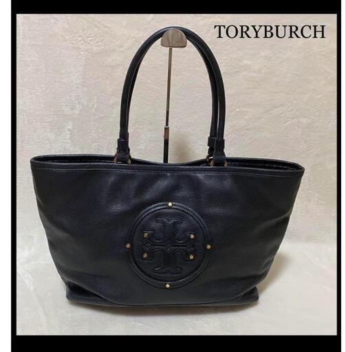 トリバーチ ToryBurch♥ﾄｰﾄﾊﾞｯｸ シボ革　黒　デカﾛｺﾞ