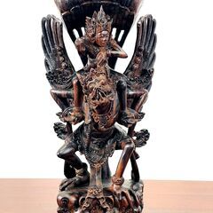 【アンティーク】 ガルーダ ヴィシュヌ神 バリ島 黒檀 サイズ：幅11.5cm×奥行15cm(台座)×高さ31.5cm(仏像高)