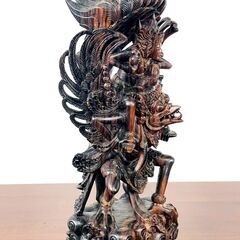 【アンティーク】 ガルーダ ヴィシュヌ神 バリ島 黒檀 サイズ：幅11.5cm×奥行15cm(台座)×高さ31.5cm(仏像高)